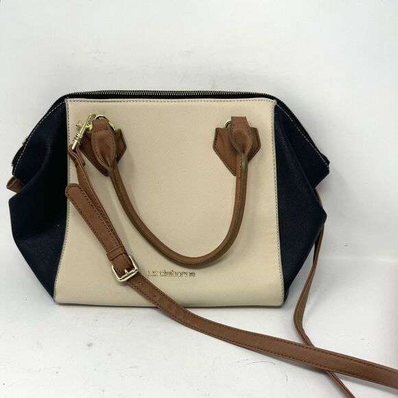 Liz Claiborne Colorblock Satchel Handbag Purse With Shoulder Strap EUC - Picture 2 of 12